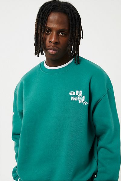 Eazy Co Eazy All You Need Oversize Coral Green Unisex Crew Neck Thick Sweatshirt