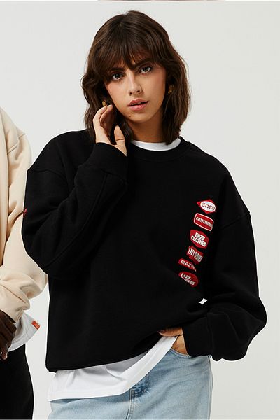 Eazy Co Eazy Logo Oversize Unisex Black Crew Neck Thick Sweatshirt