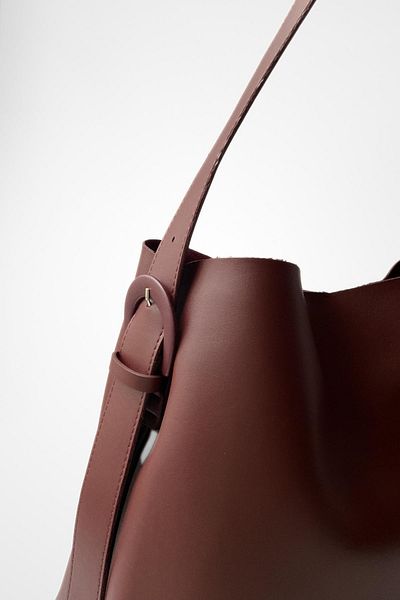 Yuka Atelier Geantă Shopper de damă de mărime mare, roșu claret, cu cataramă Nomu