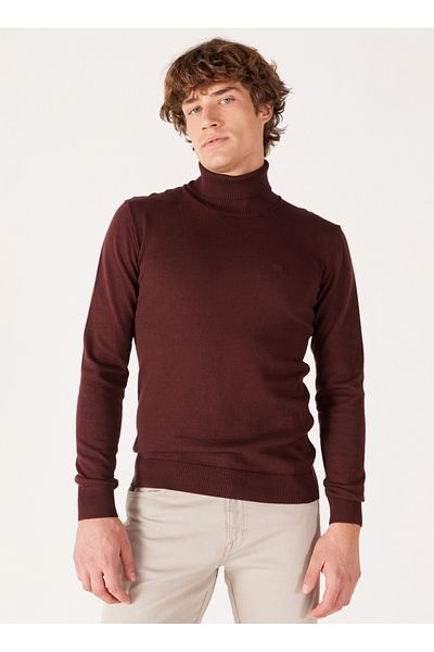 WRANGLER Brauner Herrenpullover mit Rundhalsausschnitt, reguläre Passform, W8D42PH45, Strickwaren mit Rundhalsausschnitt