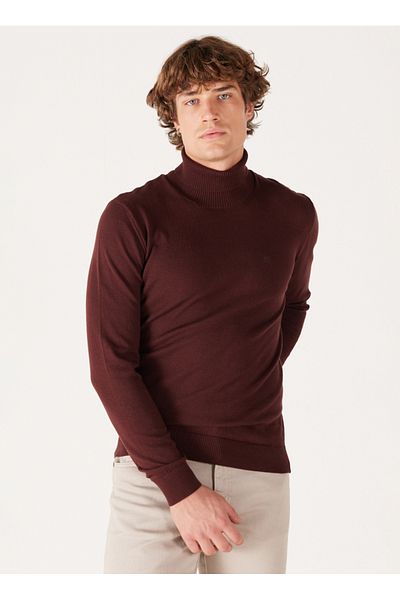 WRANGLER Brauner Herrenpullover mit Rundhalsausschnitt, reguläre Passform, W8D42PH45, Strickwaren mit Rundhalsausschnitt