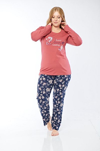 Rubina Secret Plus Size Long-sleeved Pajamas Set