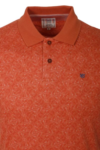NCS Men's Polo Neck T-Shirt Orange 100% Cotton Slim Fit Ribbed Sleeve Patterned T-shirt NCS JEANS 1148