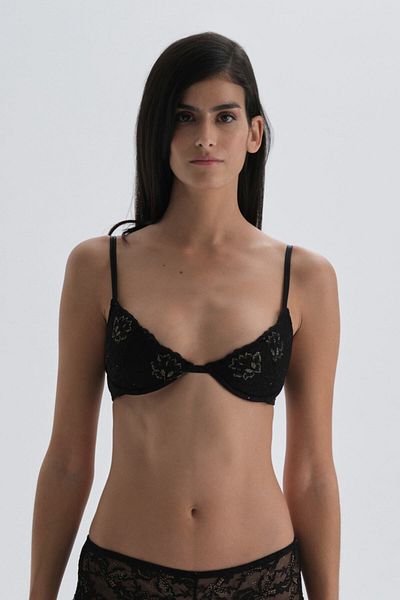 Dagi Fekete Underwire borítású mélyen dekoltált melltartó