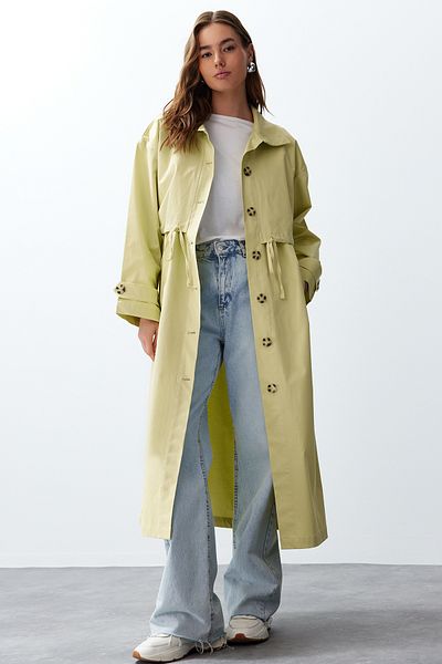 Trendyol Collection Mintfarbener, weit geschnittener, langer Trenchcoat in Übergröße TWOSS24TR00017