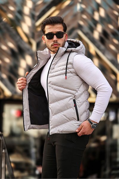 Boymen Water And Windproof Men's Hooded Vest Inflatable Vest