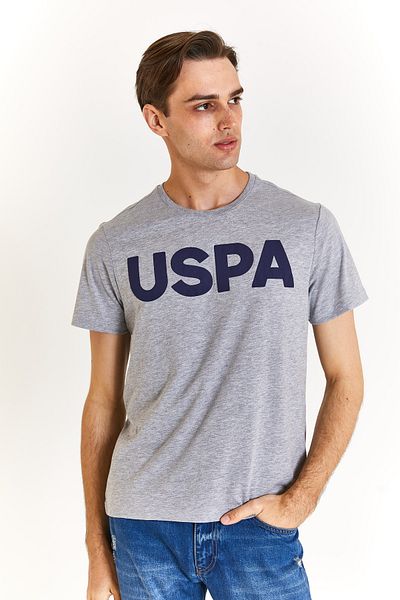 U.S. Polo Assn. يو اس بولو اسنتي شيرت رمادي عادي برقبة صفر