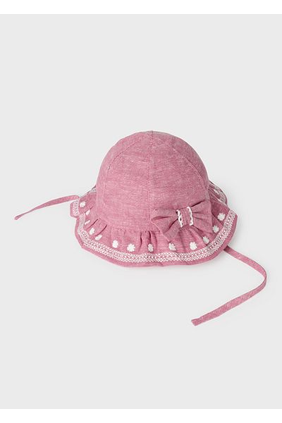 MAYORAL Linen Baby Girl Hat - Embroidered, Model 10661