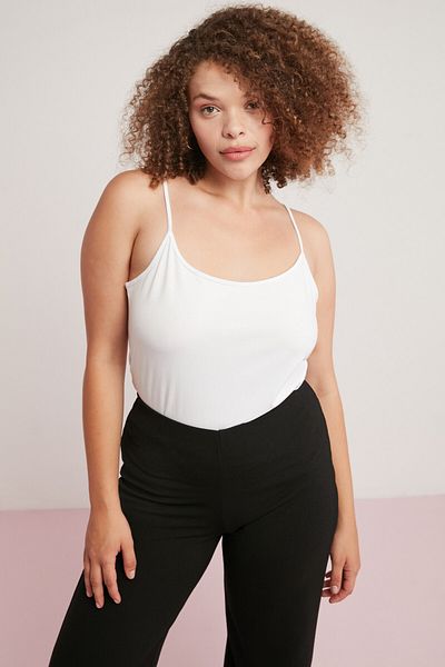 ETHIQUET Mındy Body Wrap dla kobiet, 100% bawełna, okrągły dekolt, cienkie ramiączka, bez rękawów, biały, duży rozmiar