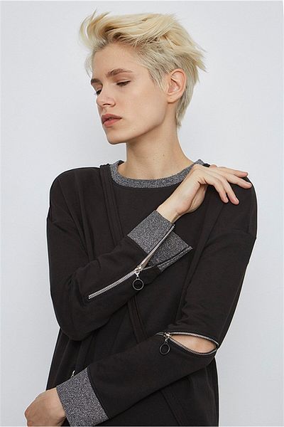VERDA Silver Zipper Detailed Tunic