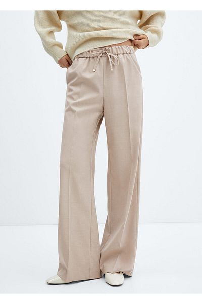MANGO Woman Béžové dámské kalhoty57026717