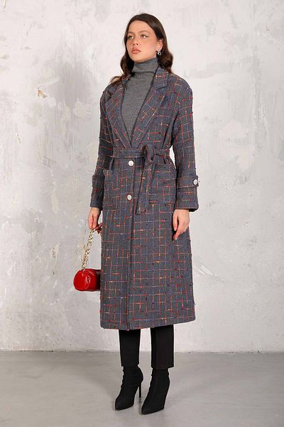 Melike Tatar Μοντέλο ANTHRACITE 66-3004 Tweed Long Coat