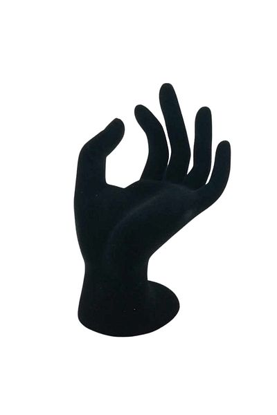 ÖZER KUTU Hand Shaped Suede Ring Stand Mannequin Black