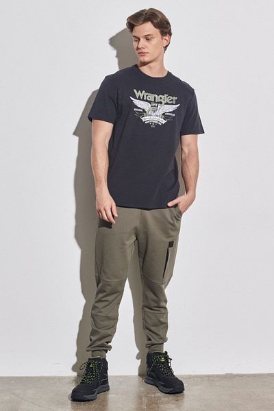 WRANGLER Regular Fit Regular Cut 100% Cotton Khaki Jogger Sweatpants
