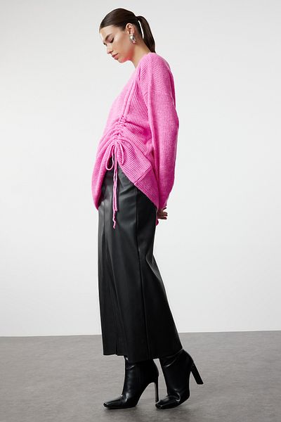 Trendyol Modest Thessaloniki Knitted Pink Knitwear Sweater - Gather Detailed TCTAW25AK00001