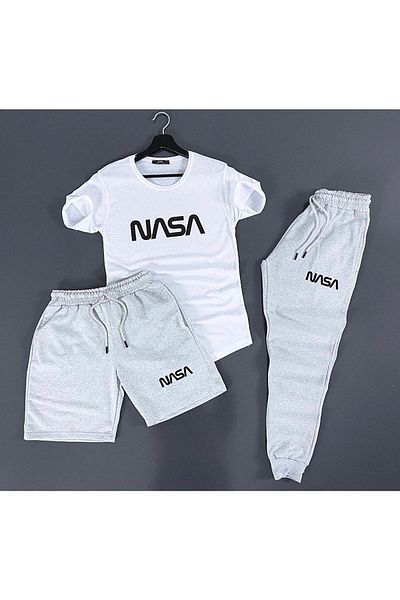 trendypassion 3-dielna unisex tepláková súprava z bavlny s krátkym rukávom a krátkym rukávom od NASA