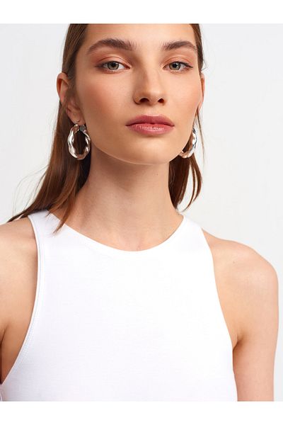 Dilvin 3694 Tricou cu gât Halter-Alb