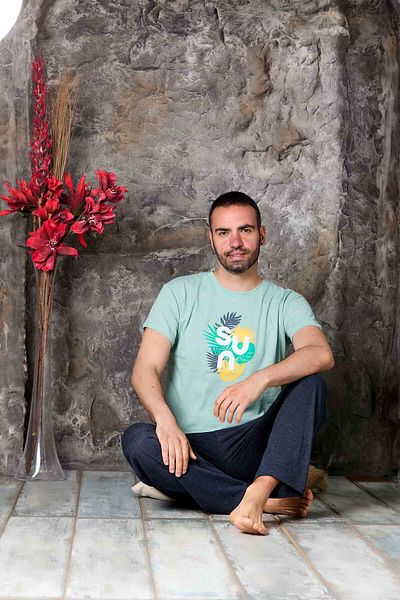 Sude HOMEWEAR Men's Lettered Short Sleeve Pajama Set