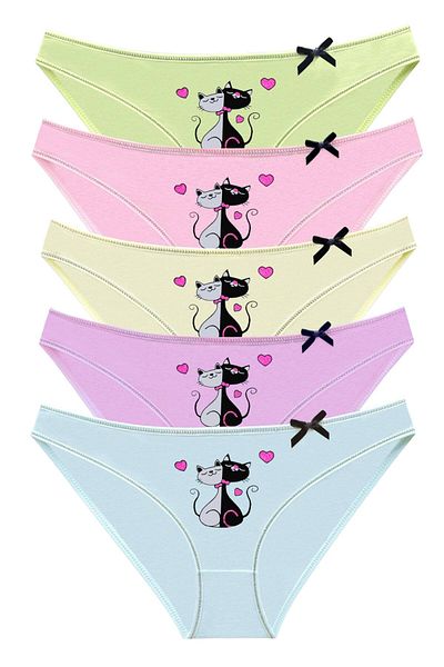 Newlilla Pack of 1024 Cat Printed Mix Panties
