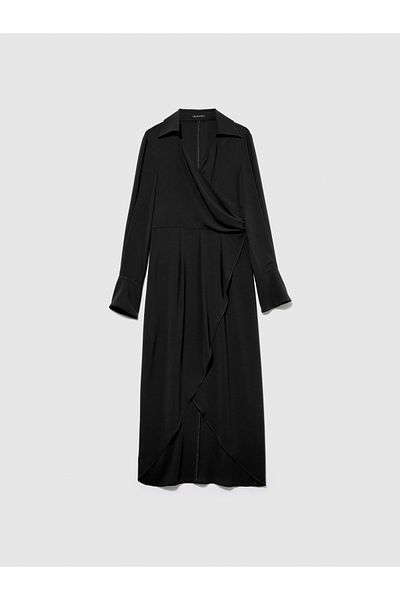 Sisley قميص أسود بأكمام طويلة ورقبة على شكل حرف V