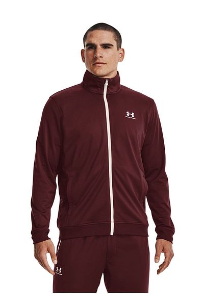 Under Armour سترة عادية باللونين الأحمر والأبيض للرجال 1329293   - ملابس تريكو رياضية