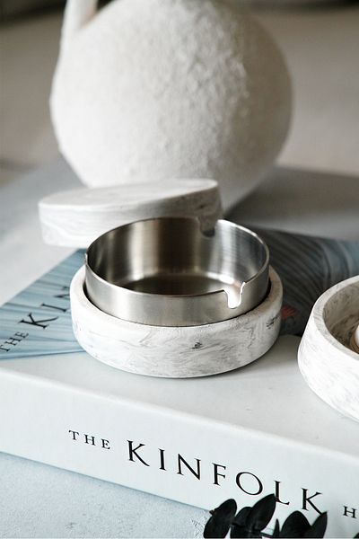 sin istanbul Steel Ash Tray with Marble Patterned Cover