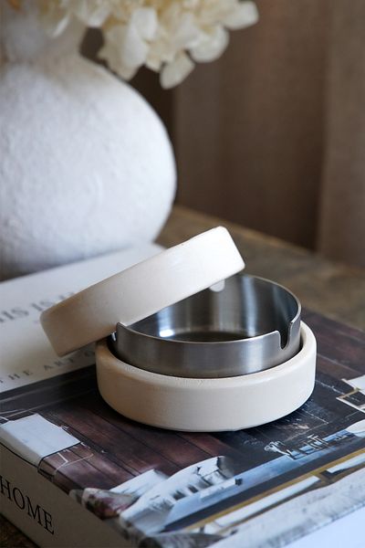 sin istanbul Beige Covered Steel Ash Tray