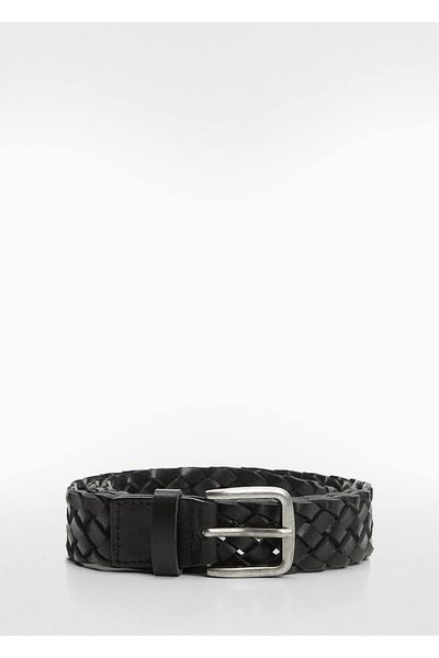 MANGO Man Lederarmband mit Zopfmuster