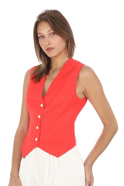 PEARL Linen Slim Vest - Pearl Button, Custom MaDe