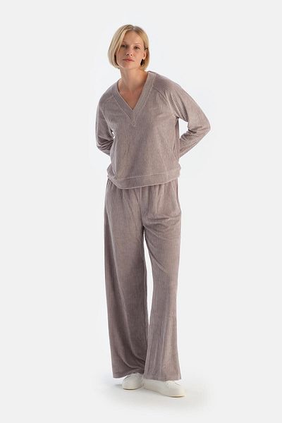 Dagi Pantaloni din catifea liliac deschis - Potrivire relaxată