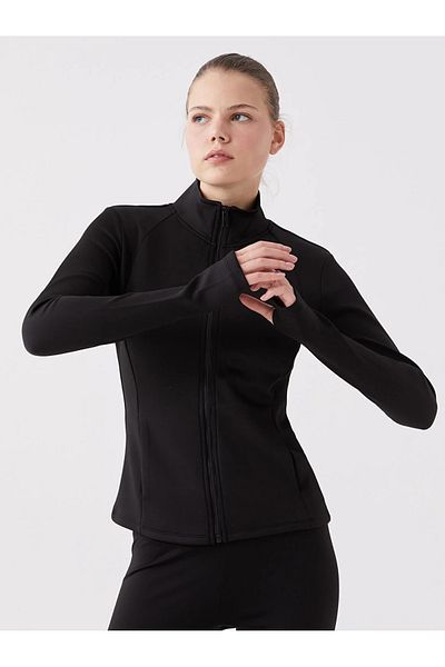 LC Waikiki Stand Collar Plain Long Sleeve Women's Zippered Sweatshirt