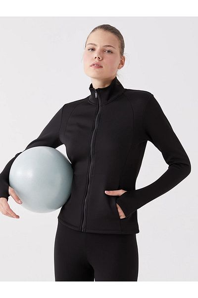 LC Waikiki Stand Collar Plain Long Sleeve Women's Zippered Sweatshirt