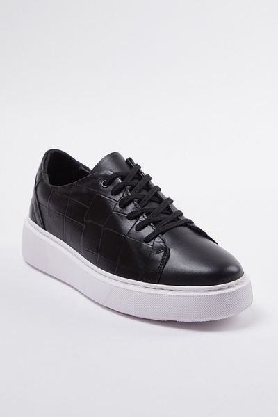 TRENDYOL SHOES Черни мъжки маратонки с детайли от крокодил от естествена кожа TAKAW25SN00010