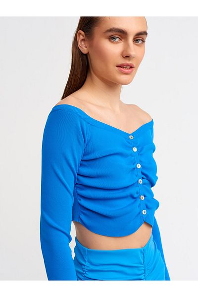 Dilvin 60138 Tricotaj cu umeri deschisi Cardigan-saks