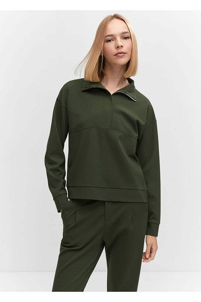 MANGO Woman Bluza z wysokim kołnierzem, zapinana na zamek