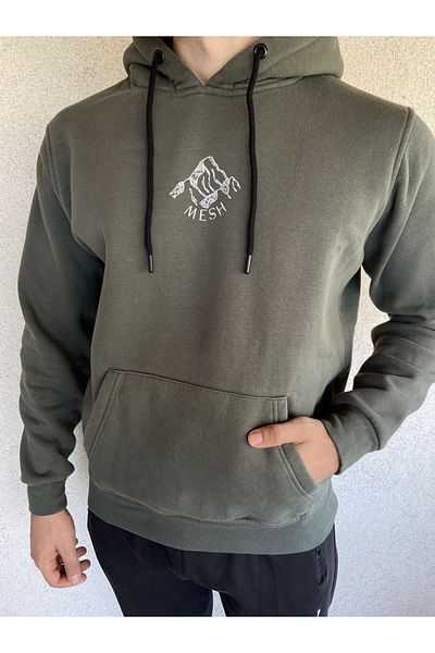 Mesh Company Hanorac kaki pentru bărbați - Bumbac Soft Capa Counter Winter Printed