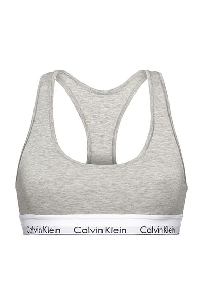Calvin Klein Női márka logós elasztikus szíjú szürke sportmelltartó, mindennapi használatra F3785e-020