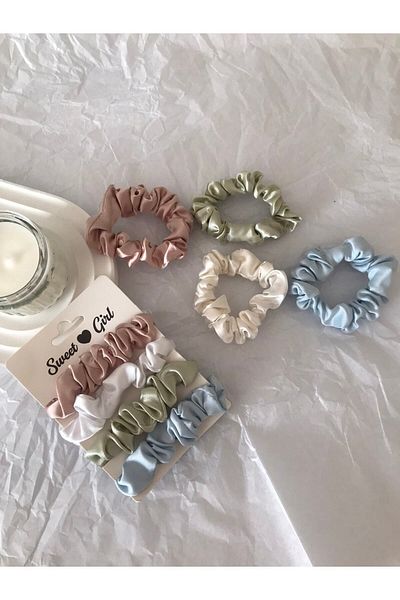 Dream Store مجموعة مشبك ربطات شعر صغيرة من قماش الساتان للسيدات مكونة من 4 قطع