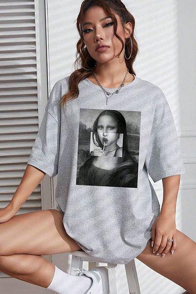 uyguntarz Tricou unisex cu imprimeu Mona Lisa
