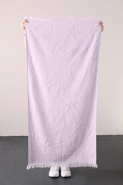 FAVORA Trend 100% Cotton Embossed Beach Towel - Lilac