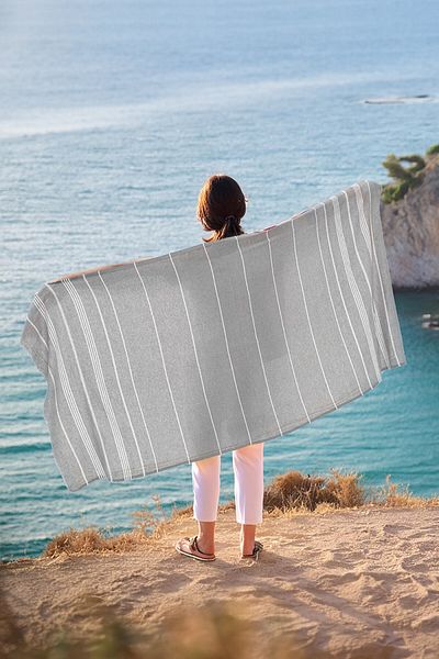 FAVORA Peshtamal Beach Towel 90x140 - Gray