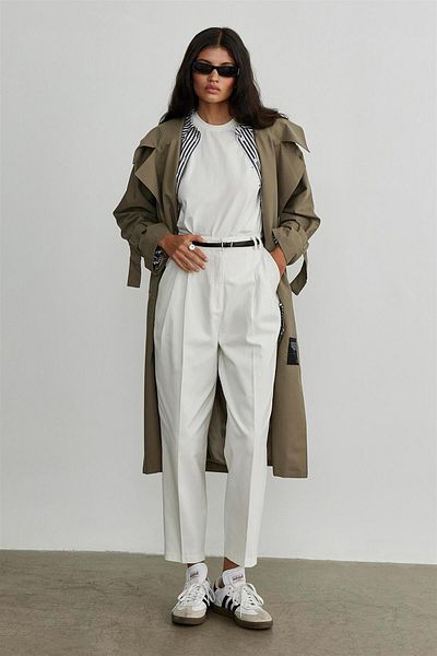 Suud Collection Trench oversize cu cataramă metalică kaki