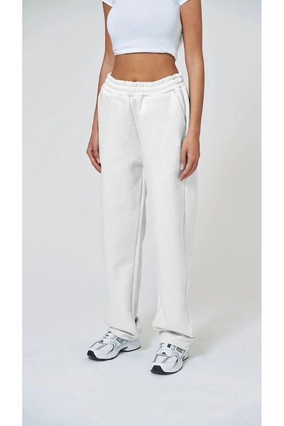 The Champ Clothing Pantaloni de trening albi cu 3 fire cu talie elastică
