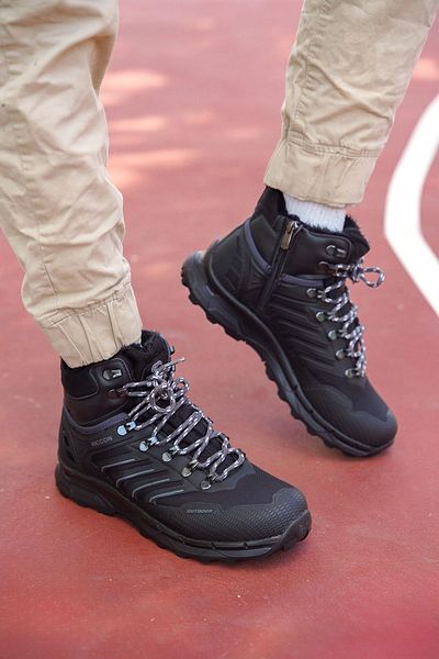 Riccon Czarne Czarne Unisex 3D Gumowe Buty Trekkingowe 00128055