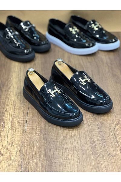 BESKAR KB 027 Laceless Charcoal Leather H Casual Ανδρικά Παπούτσια