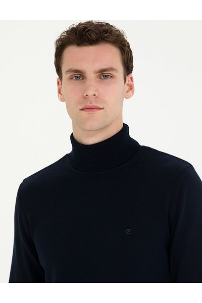 Pierre Cardin Turtleneck Slim Fit Navy Blue Knitwear Sweater -50276162-vr033