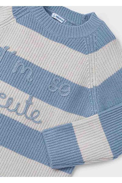 MAYORAL Blue Striped Knitted Girl's Sweater - Winter