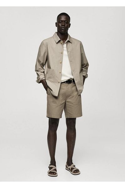 MANGO Man Bermudashorts aus 100 % Baumwolle mit Fischgrätenmuster