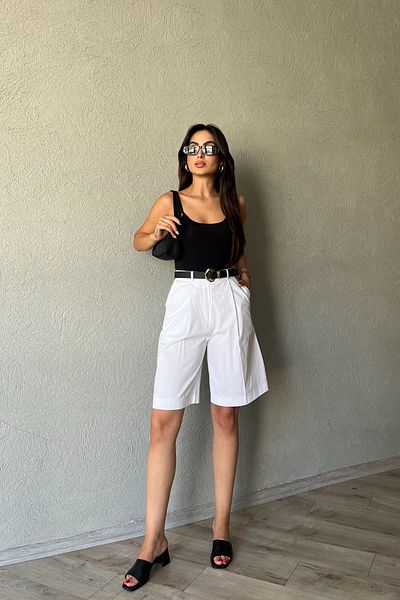 Seda Yalçın Atelier Bermude albe cu un singur pliu