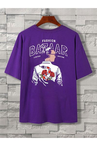 Relax family xf Tricou oversize unisex violet - Fashion Bazaar imprimat pe spate